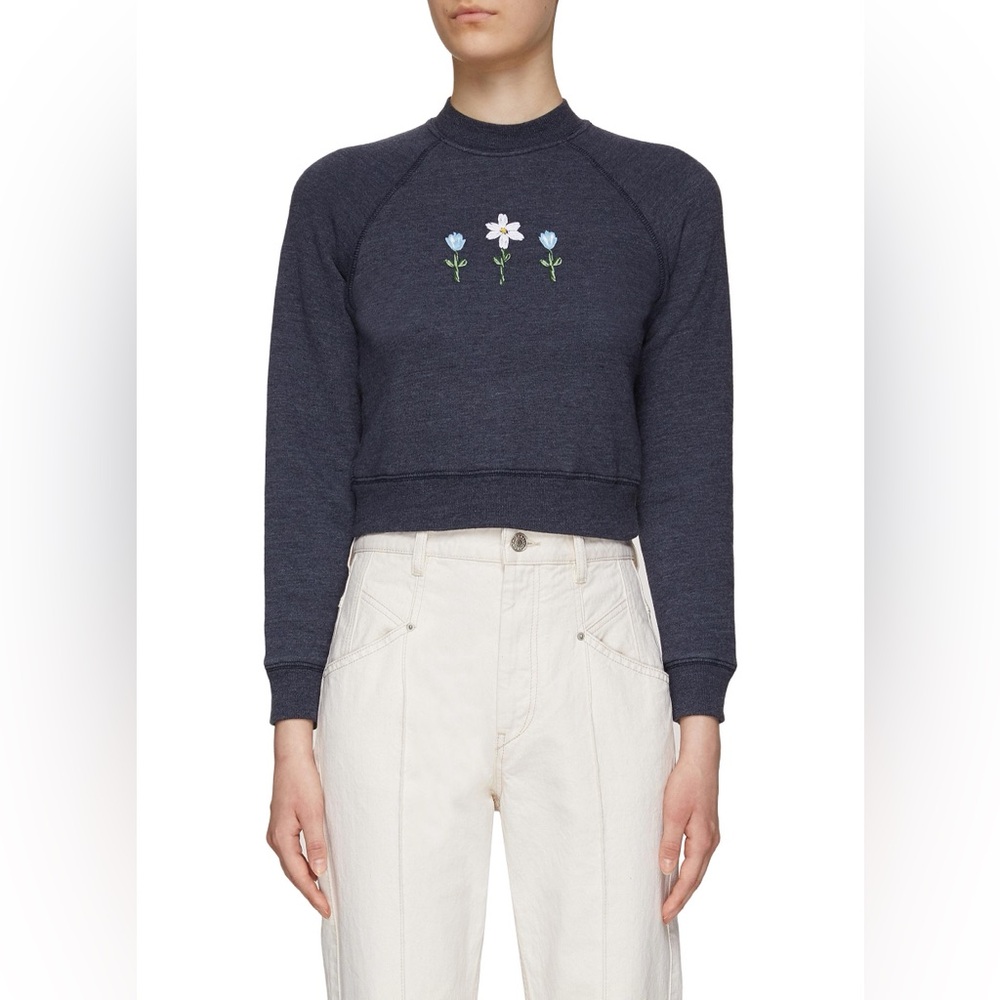 Re/Done Navy Shrunken Crewneck Sweater Size S